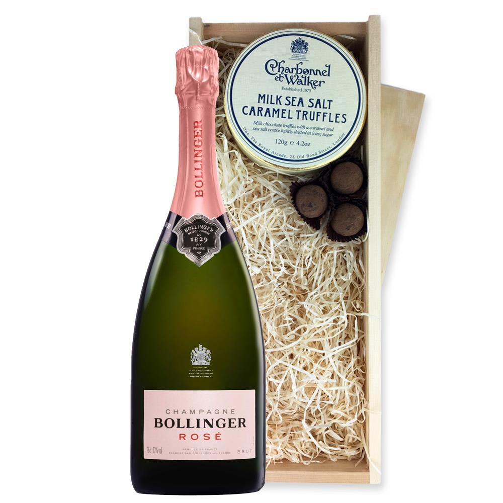 Bollinger Rose Champagne 75cl And Milk Sea Salt Charbonnel Chocolates Box
